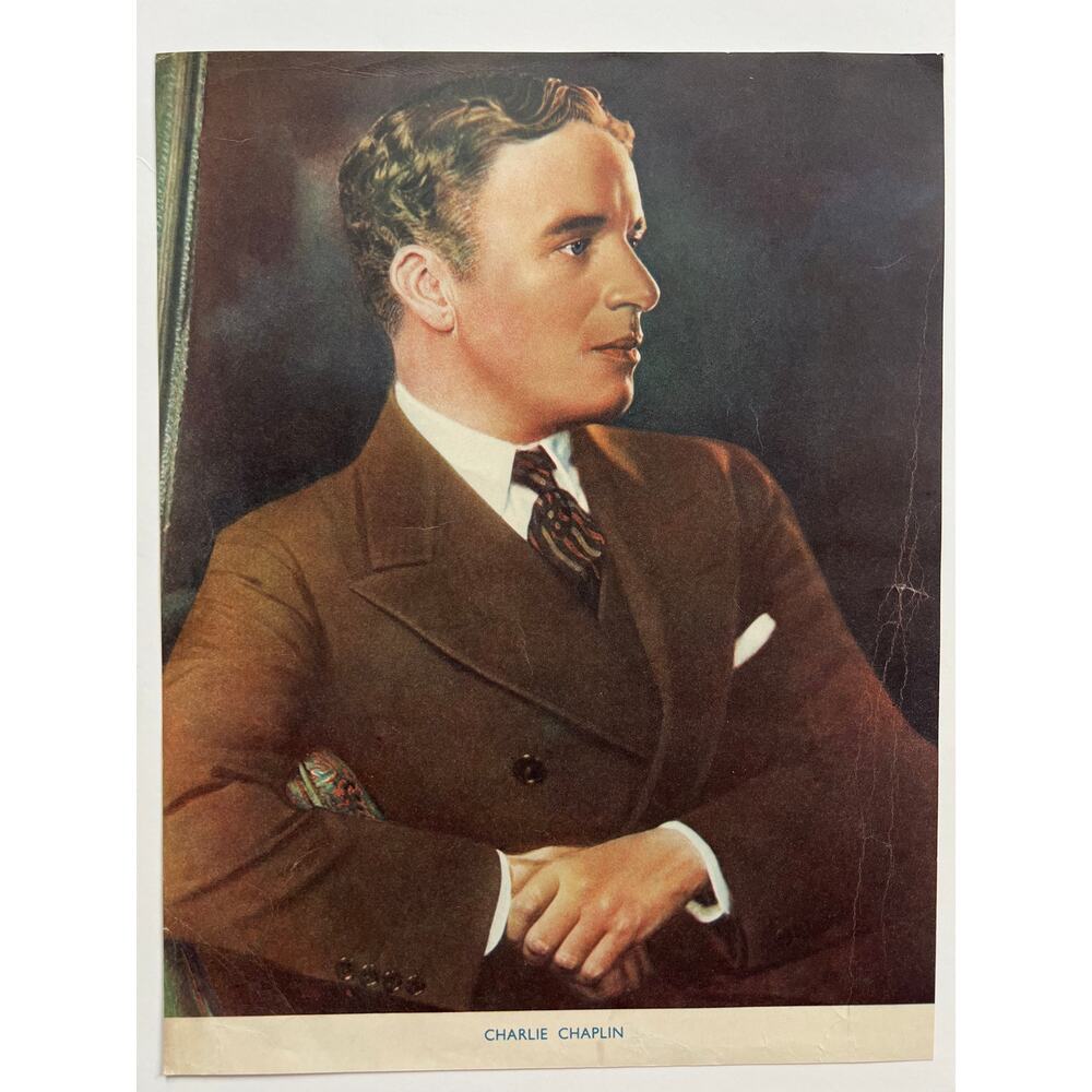RARE 1930's Charlie Chaplin Fan 8.25 x 10.5 Photo/Page Hollywood Charles Chaplin